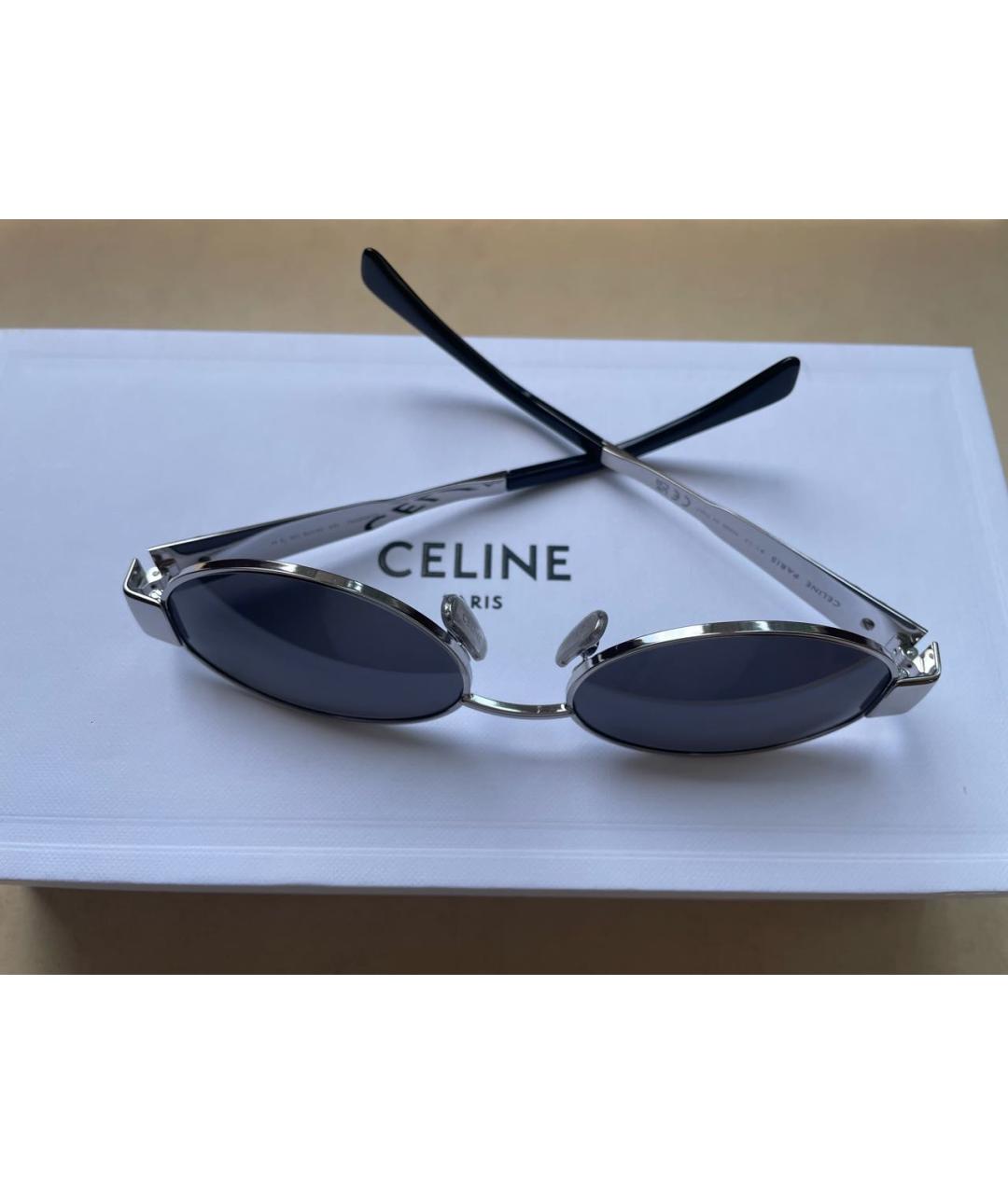 CELINE Серебряные металлические солнцезащитные очки, фото 8