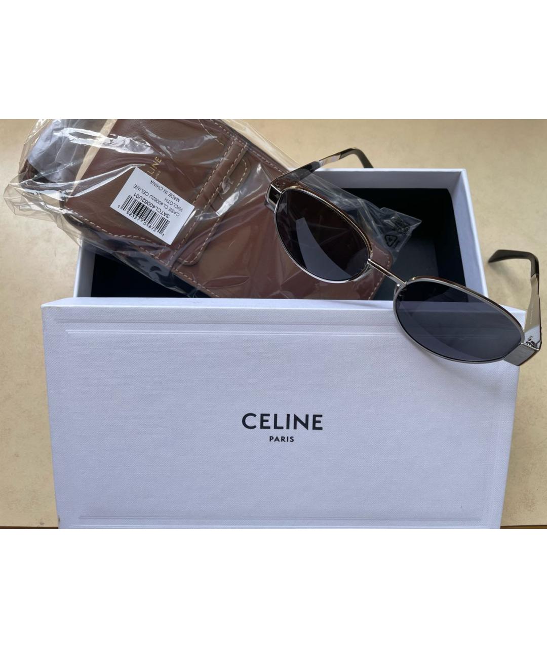 CELINE Серебряные металлические солнцезащитные очки, фото 4