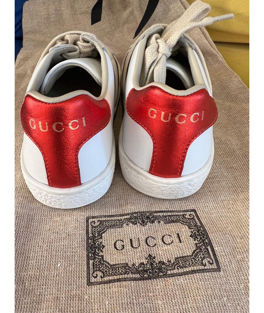 GUCCI KIDS Белые кожаные кеды, фото 2