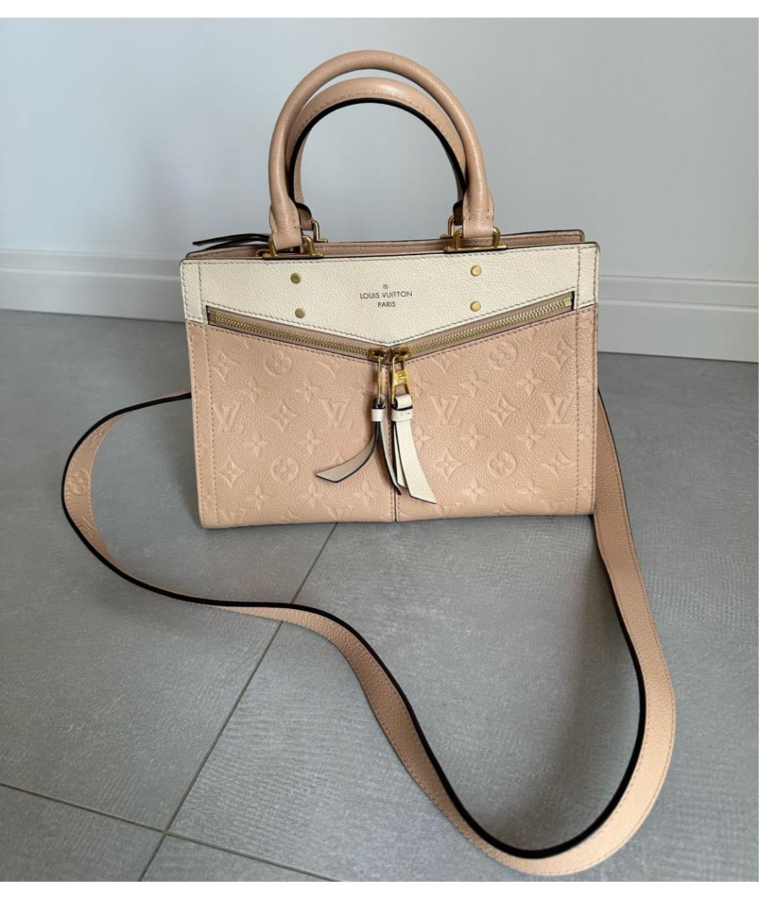 LOUIS VUITTON Бежевая кожаная сумка с короткими ручками, фото 5