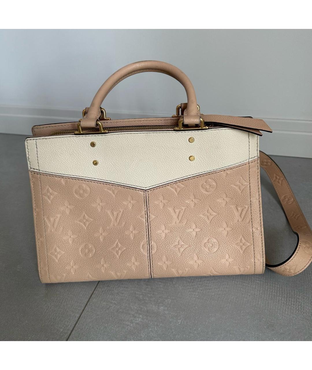 LOUIS VUITTON Бежевая кожаная сумка с короткими ручками, фото 3
