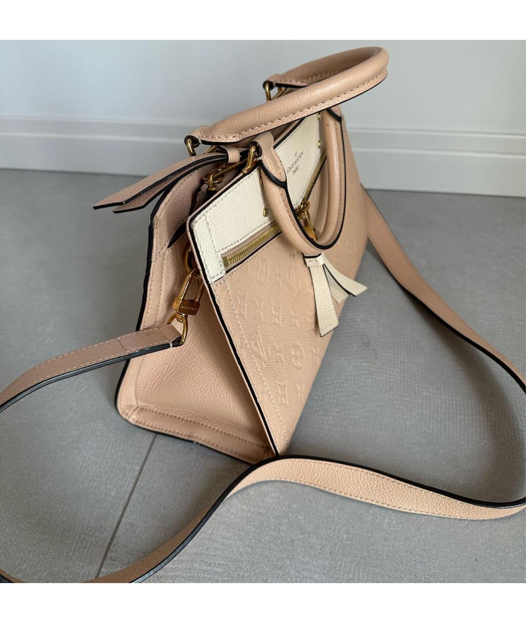 LOUIS VUITTON Бежевая кожаная сумка с короткими ручками, фото 2