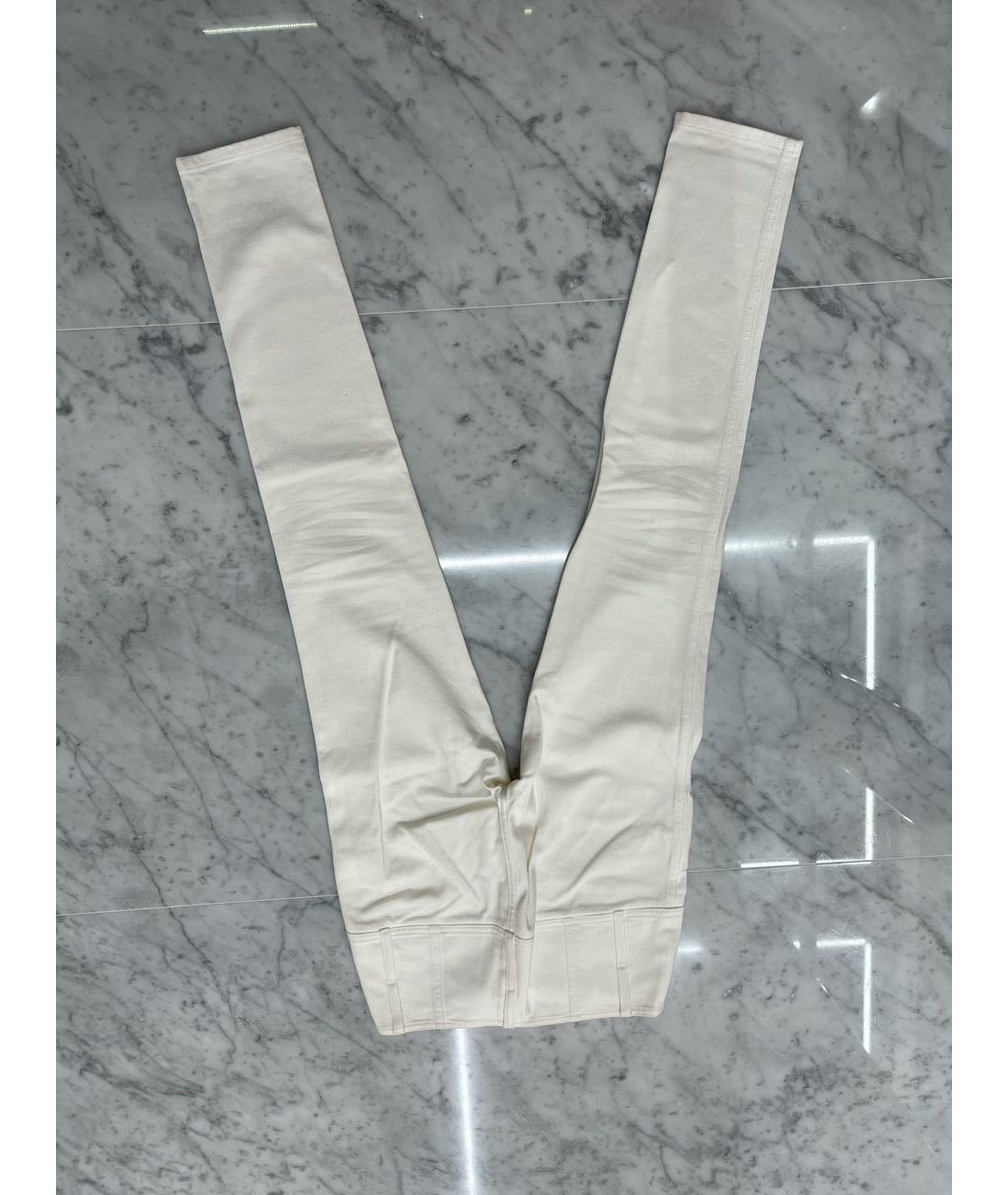 CHANEL PRE-OWNED Белые хлопковые прямые джинсы, фото 2