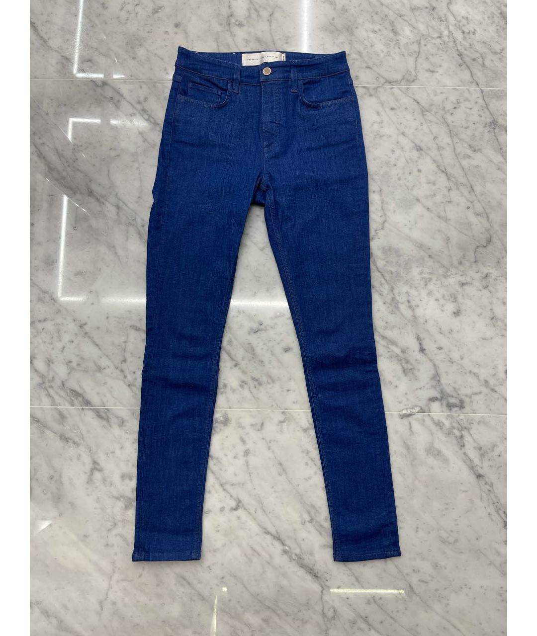 VICTORIA BECKHAM Синие хлопковые прямые джинсы, фото 5