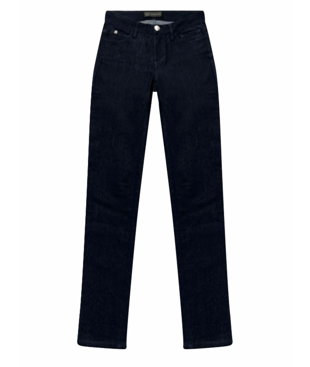 VERSACE Темно-синие хлопко-полиэстеровые прямые джинсы, фото 1