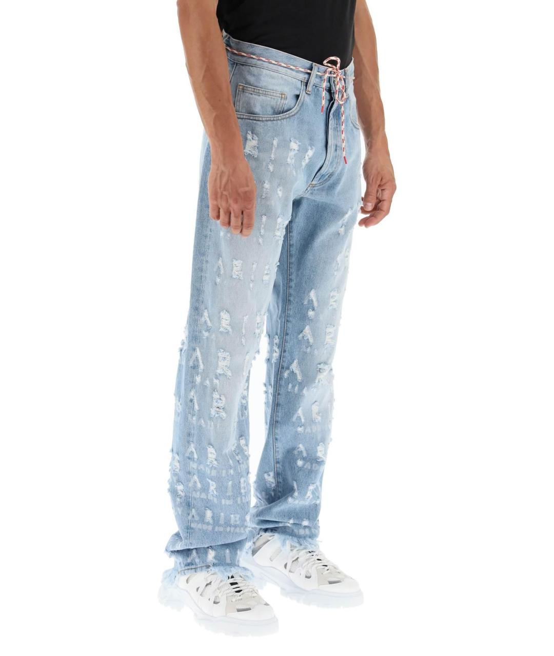 ARIES Голубые хлопковые прямые джинсы, фото 6