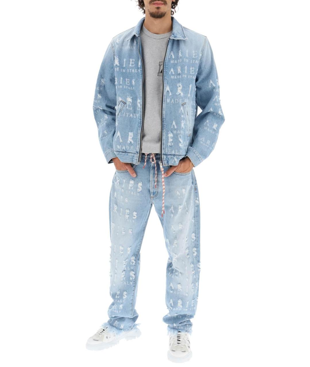 ARIES Голубые хлопковые прямые джинсы, фото 4