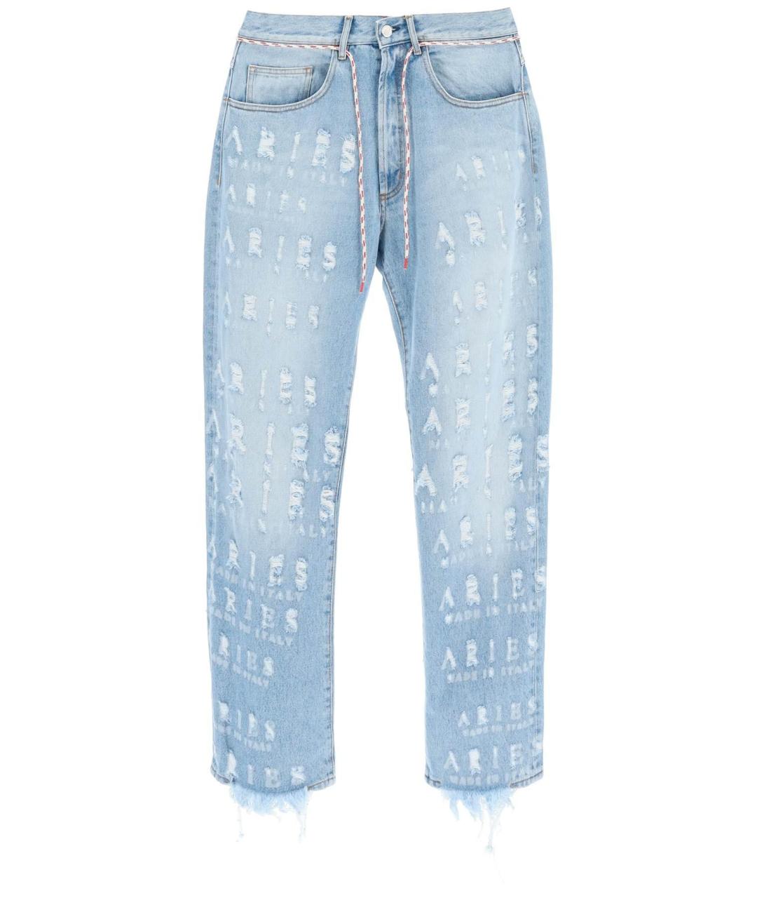 ARIES Голубые хлопковые прямые джинсы, фото 1