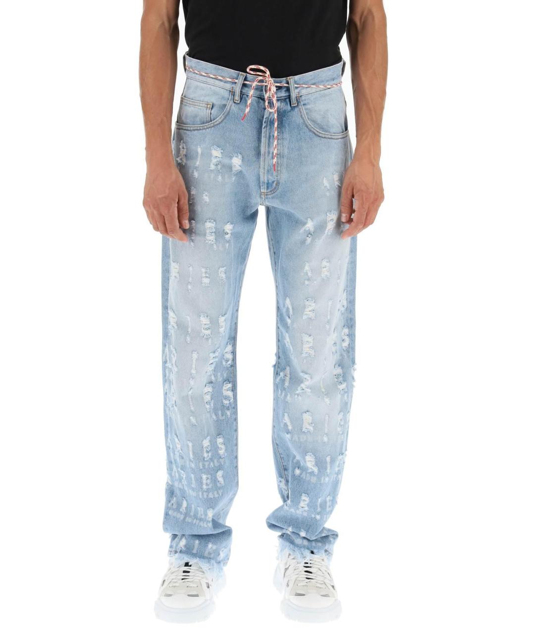 ARIES Голубые хлопковые прямые джинсы, фото 5