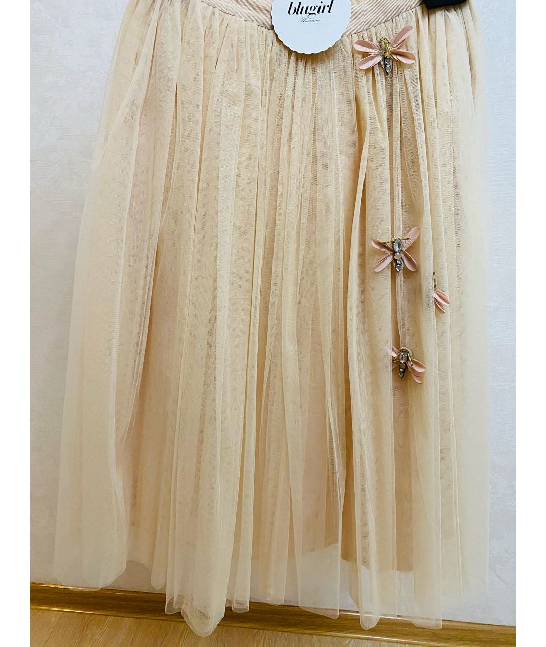 BLUGIRL Бежевая сетчатая юбка миди, фото 6