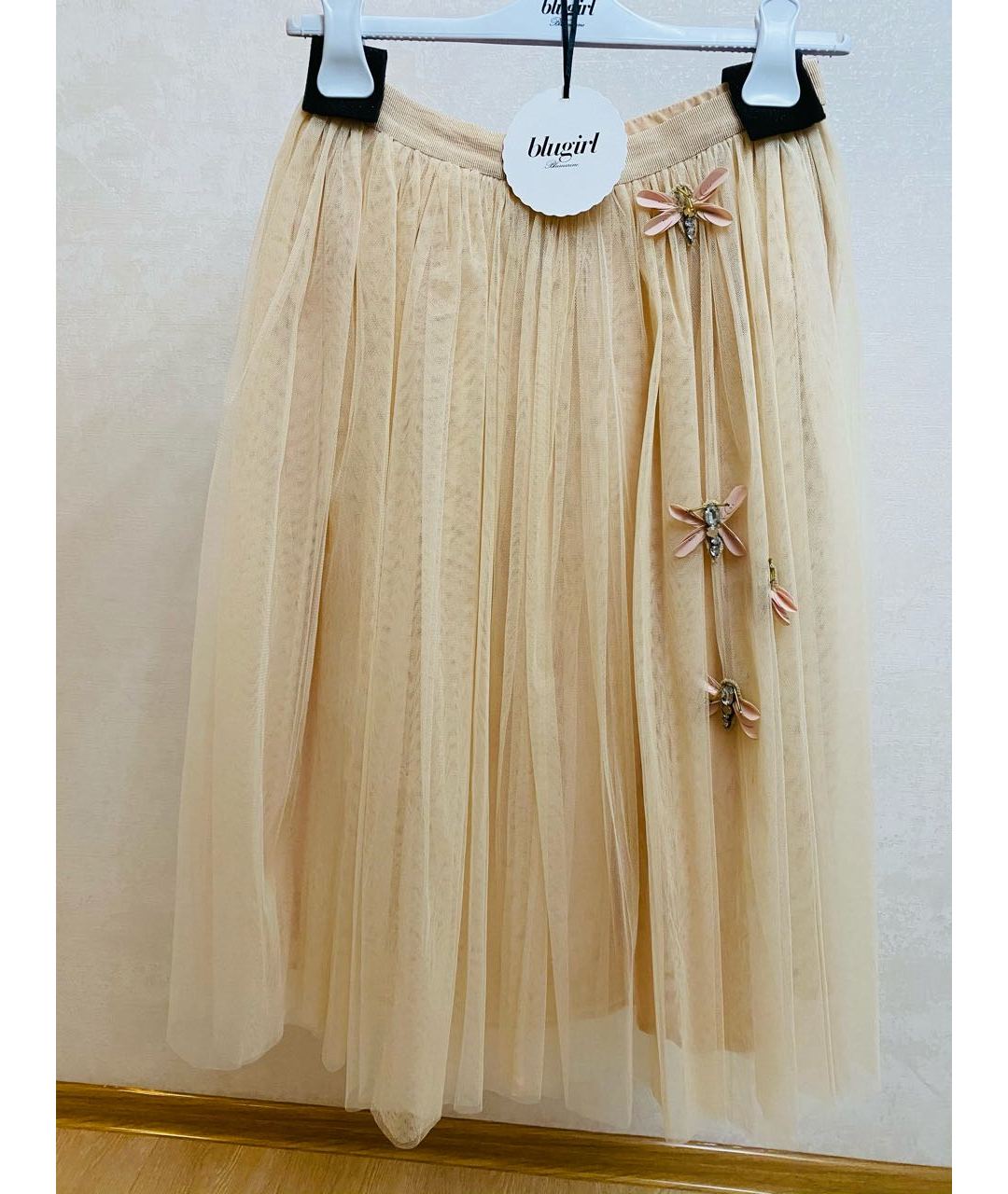 BLUGIRL Бежевая сетчатая юбка миди, фото 2