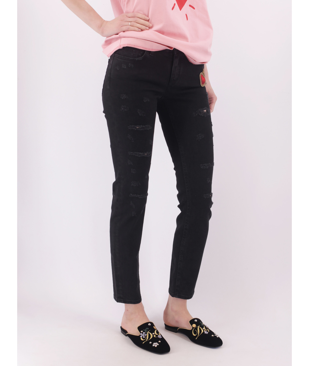 DOLCE&GABBANA Черные хлопко-эластановые джинсы слим, фото 2