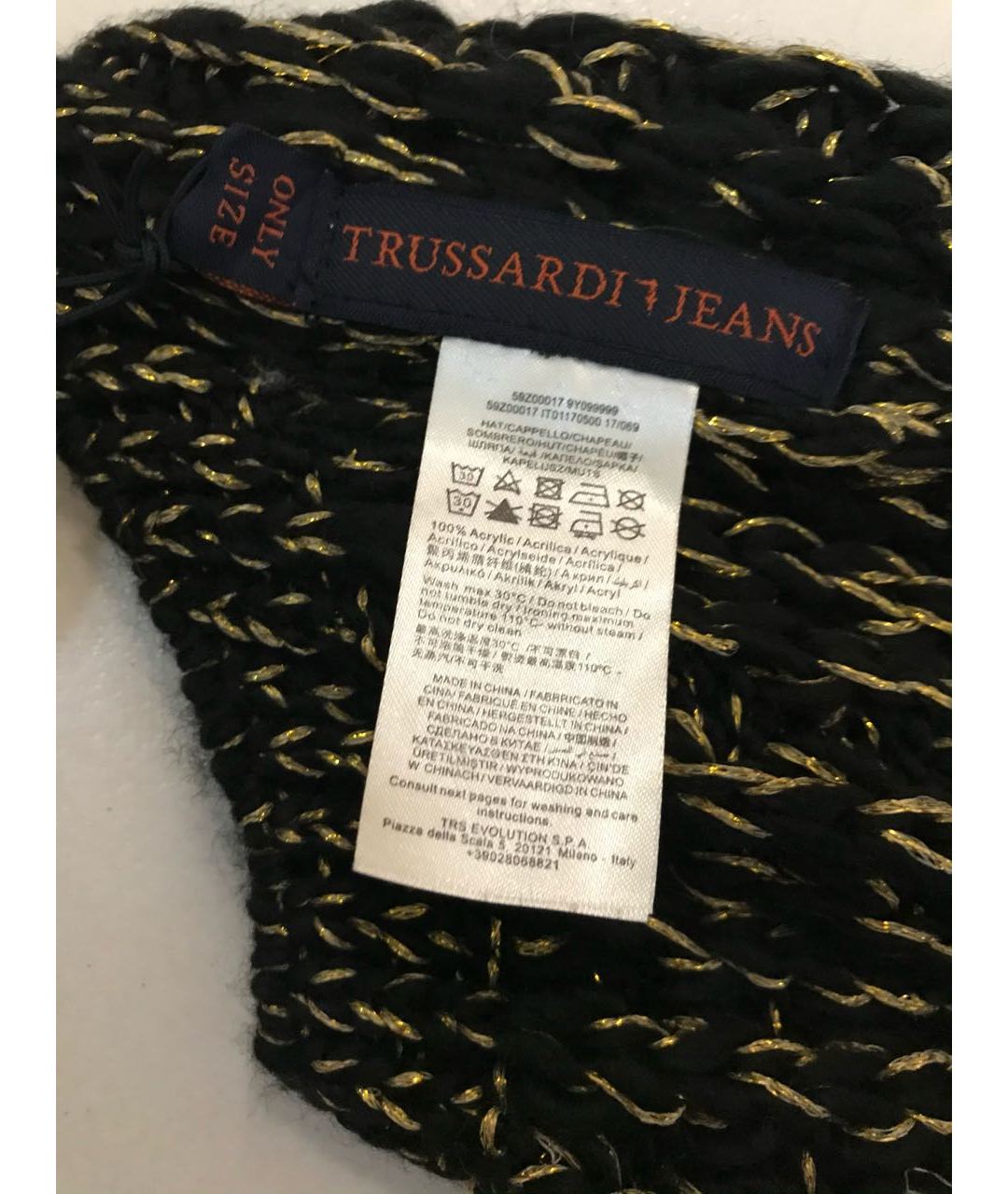 TRUSSARDI JEANS Черная синтетическая шапка, фото 8