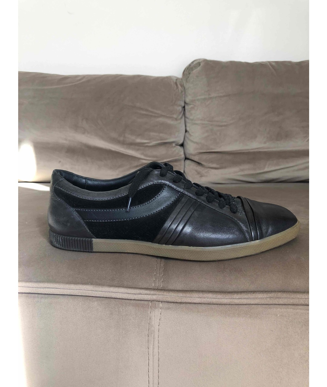 HUGO BOSS Черные кожаные кроссовки, фото 4