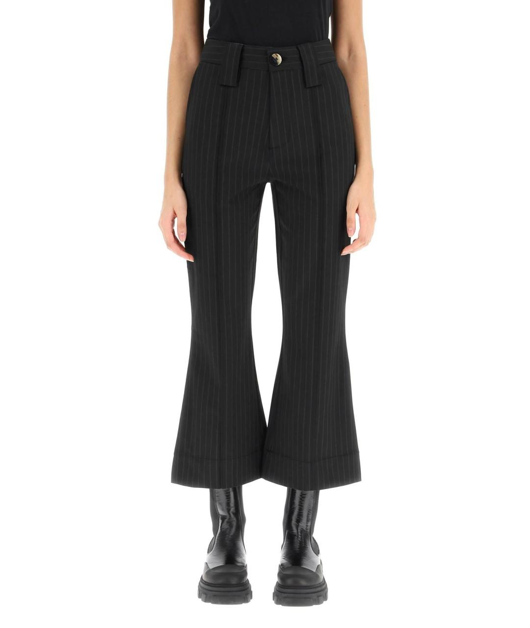 GANNI Черные прямые брюки, фото 5