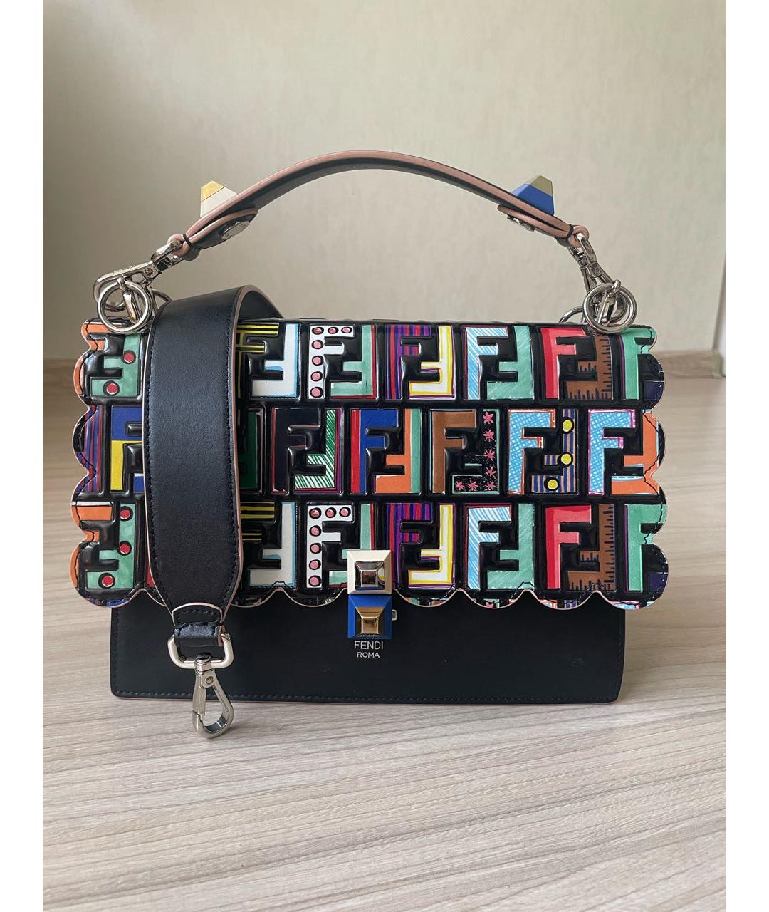 FENDI Черная кожаная сумка с короткими ручками, фото 9