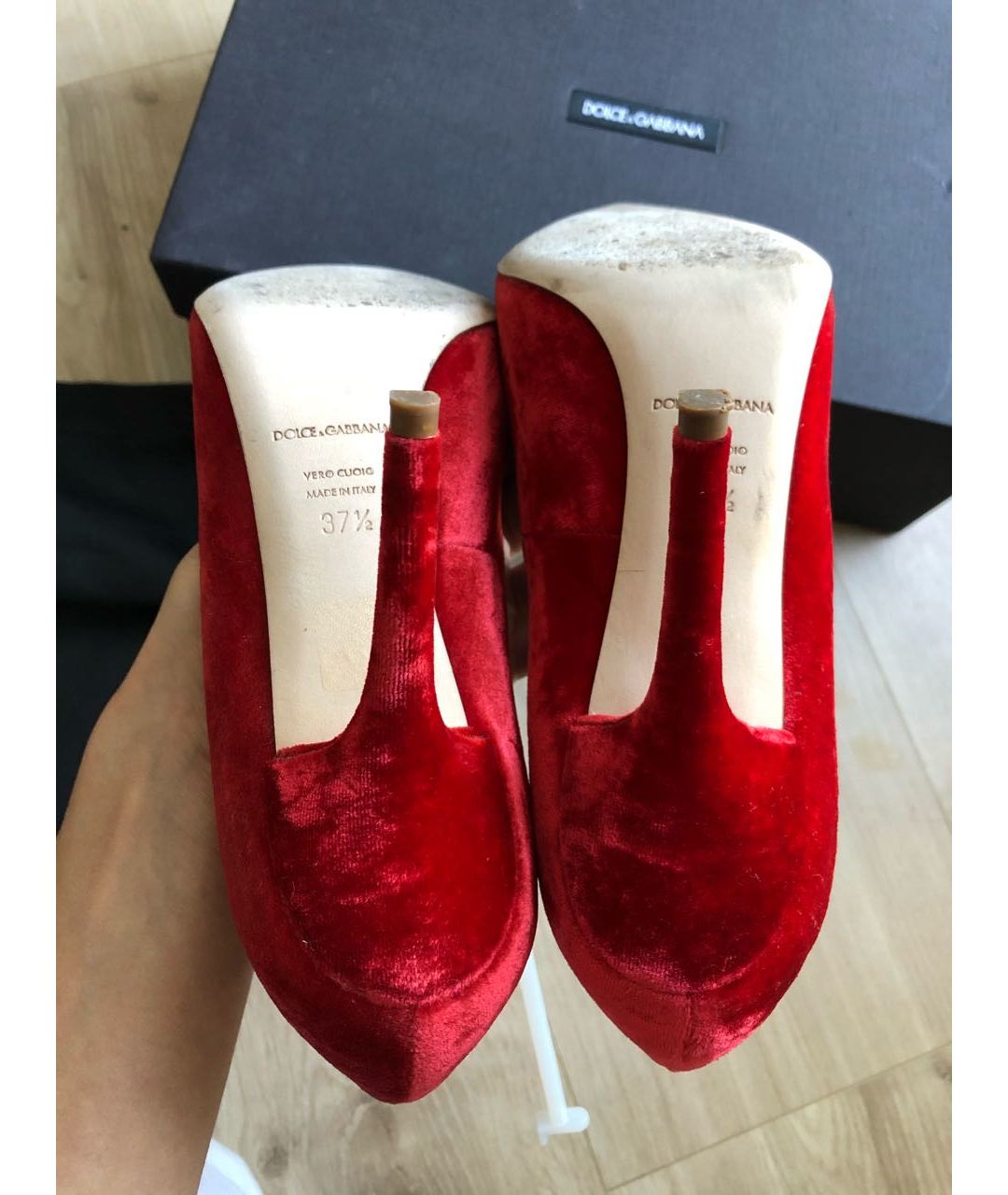 DOLCE&GABBANA Красные бархатные туфли, фото 7