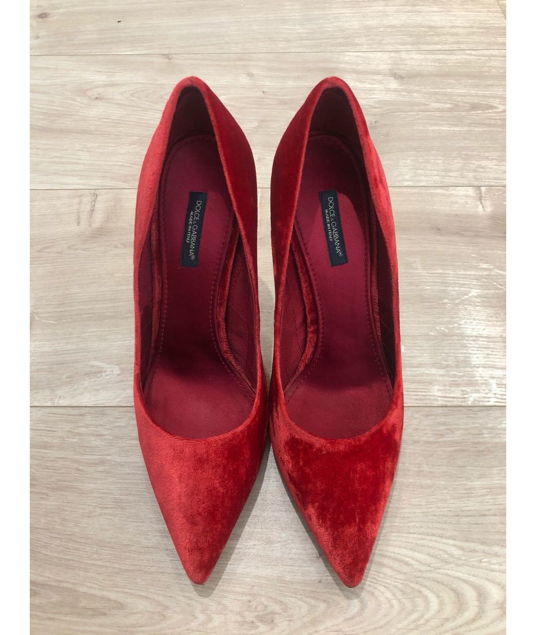 DOLCE&GABBANA Красные бархатные туфли, фото 2