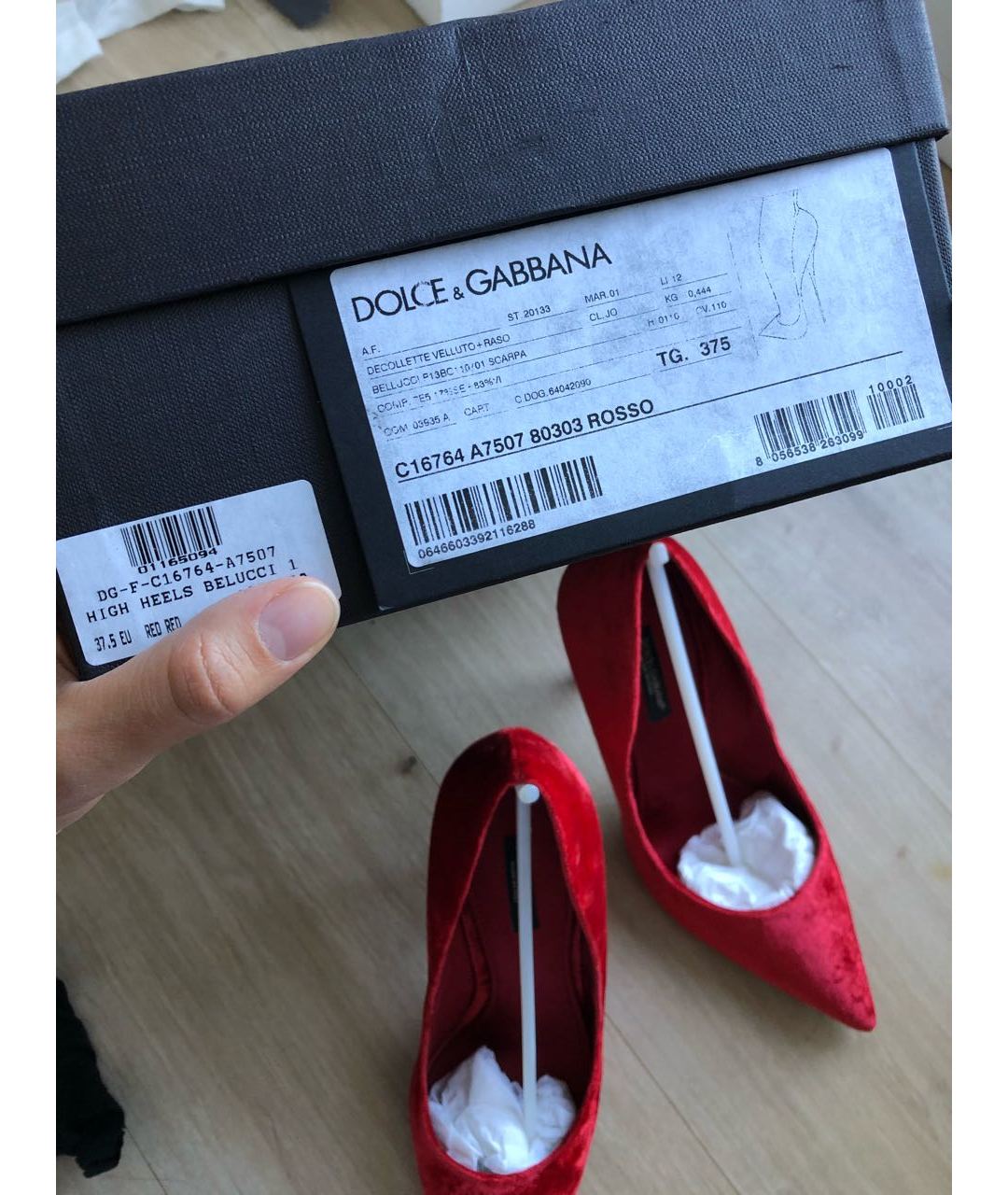 DOLCE&GABBANA Красные бархатные туфли, фото 5