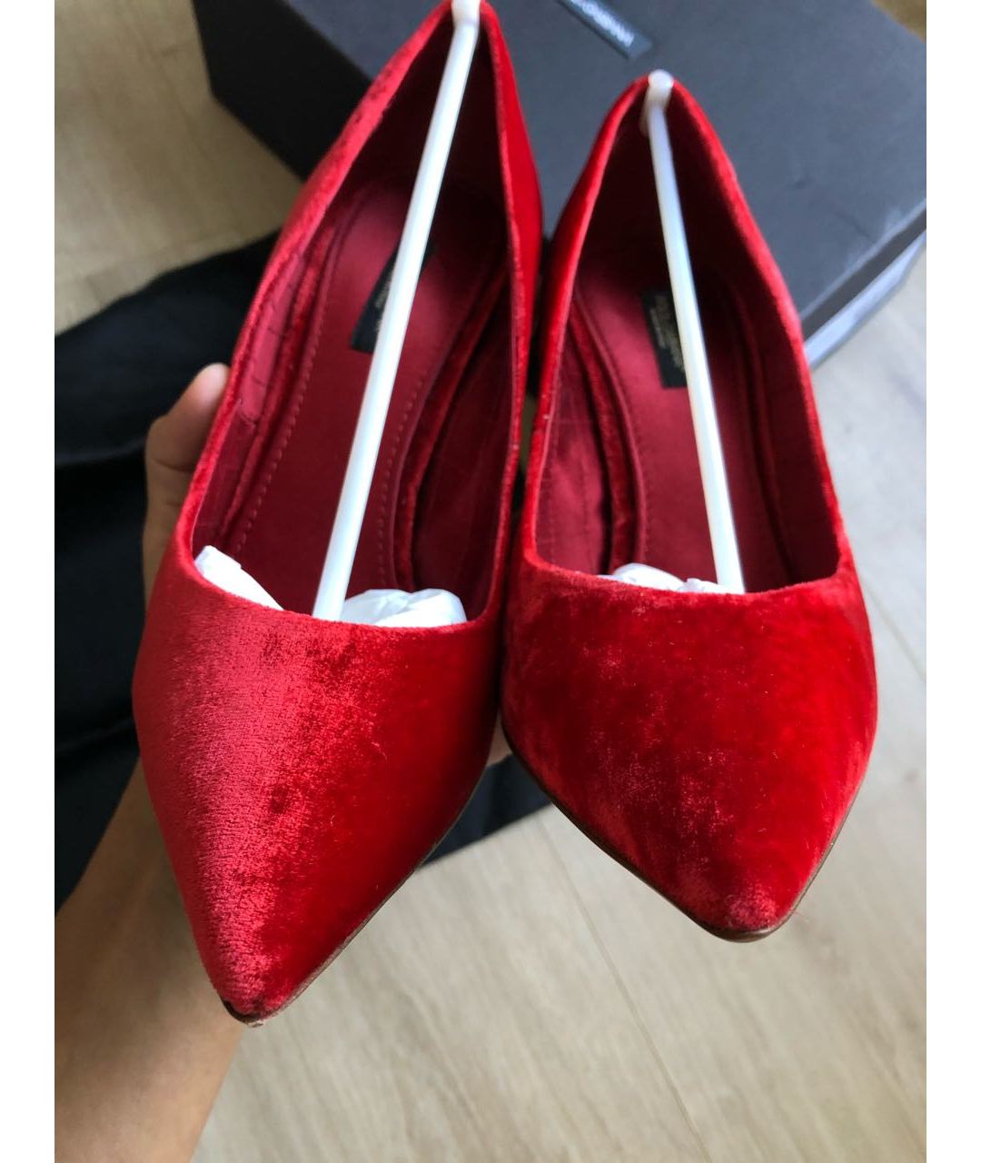 DOLCE&GABBANA Красные бархатные туфли, фото 6