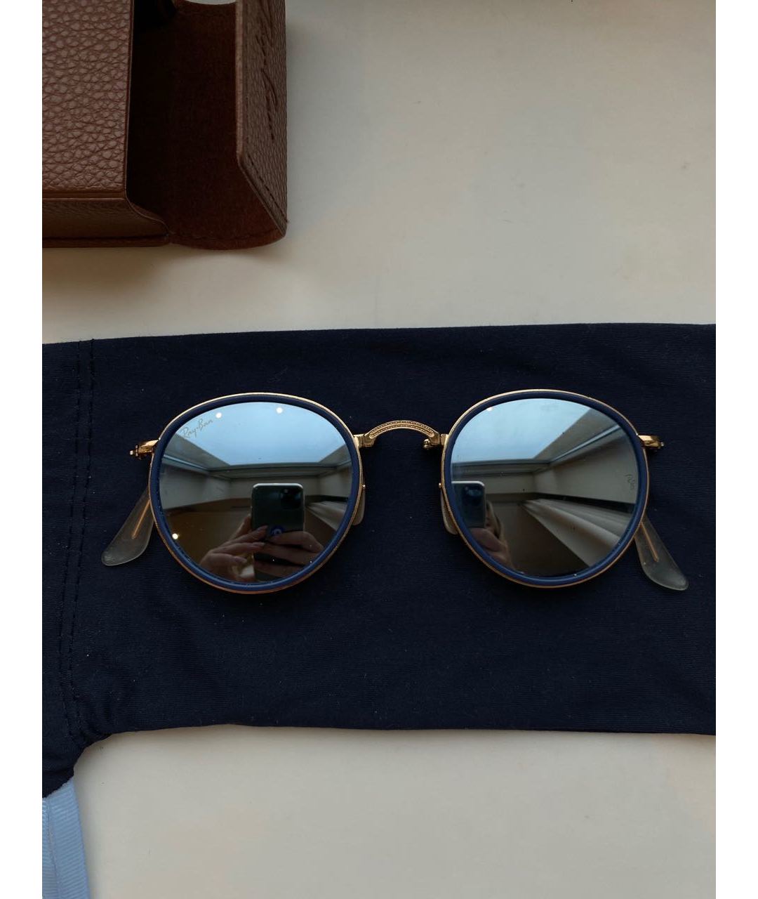 RAY BAN Голубые металлические солнцезащитные очки, фото 8