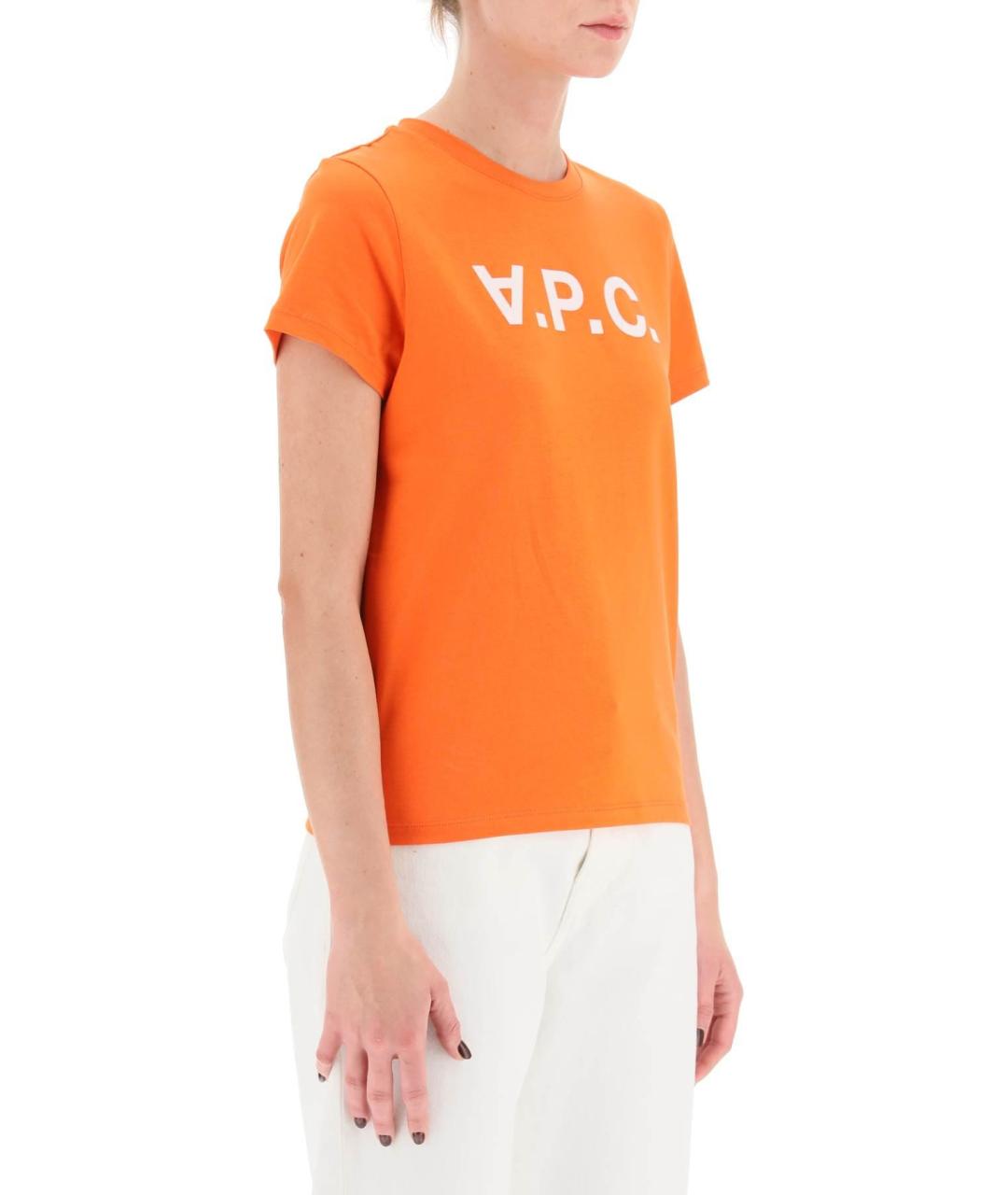 A.P.C. Оранжевая хлопковая футболка, фото 5