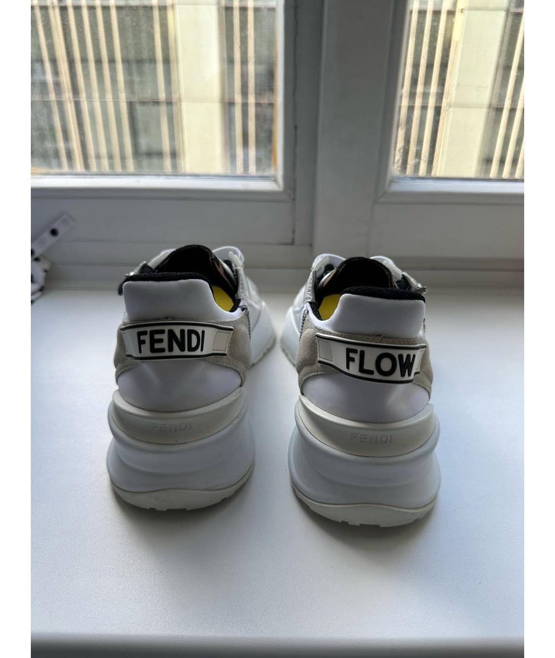 FENDI Белые текстильные кроссовки, фото 4