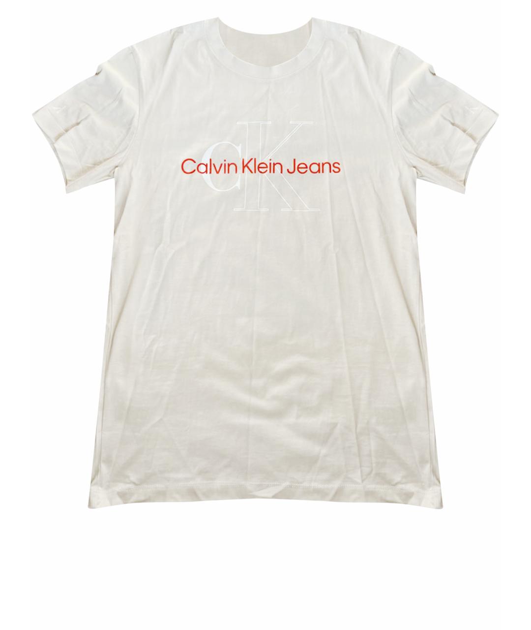 CALVIN KLEIN JEANS Бежевая хлопковая футболка, фото 1