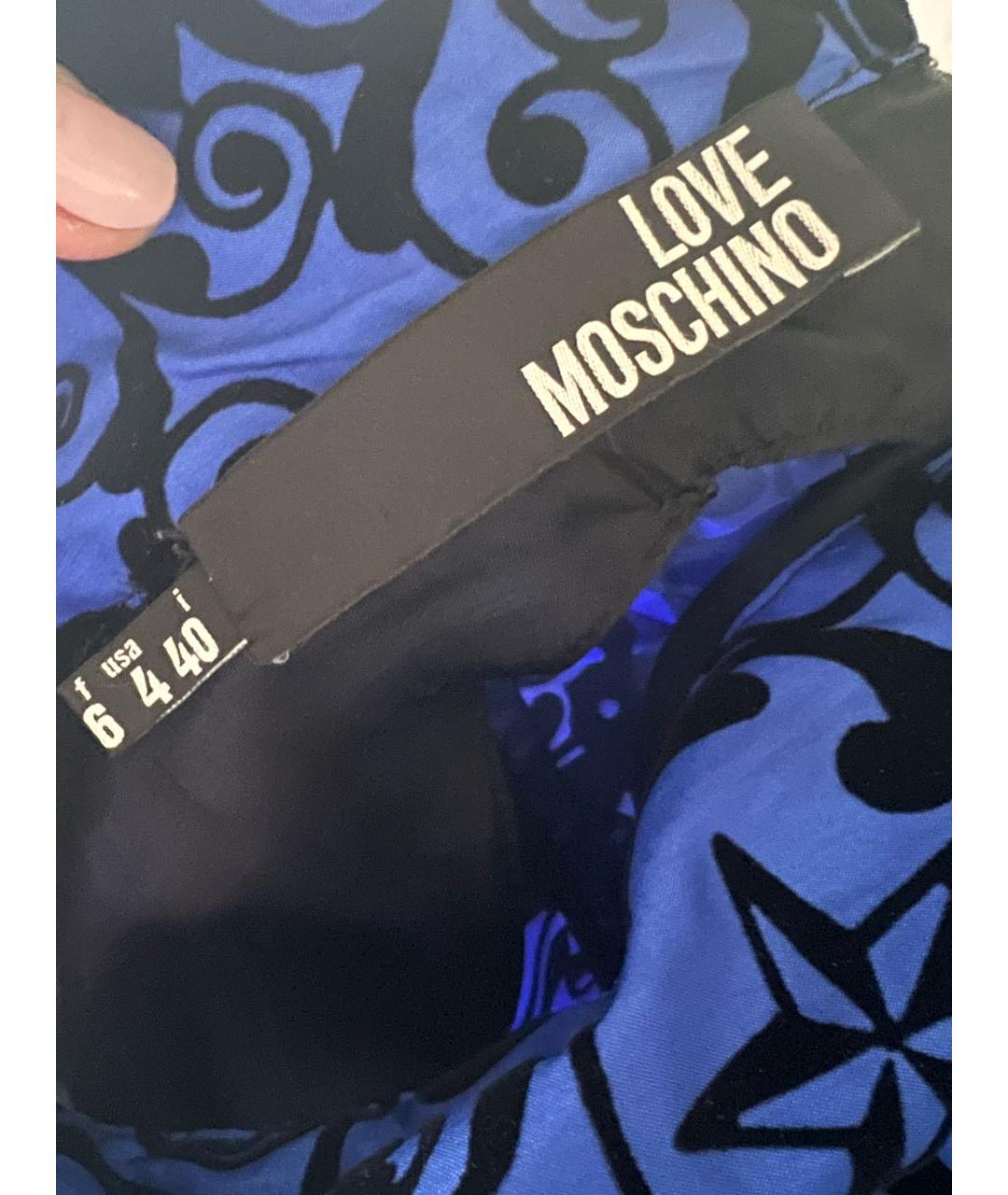 LOVE MOSCHINO Синее полиамидовое коктейльное платье, фото 4