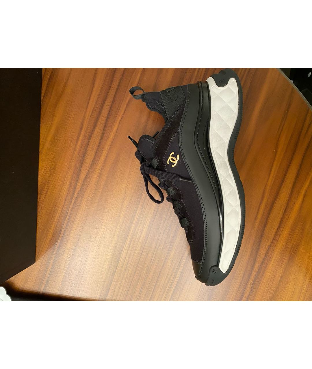 CHANEL PRE-OWNED Черные кожаные кроссовки, фото 9