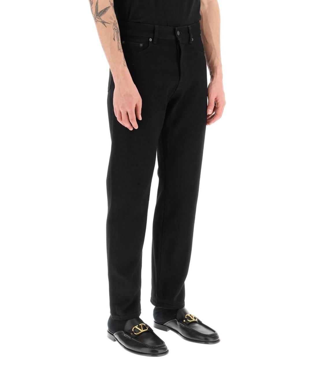 VALENTINO Черные хлопковые прямые джинсы, фото 4