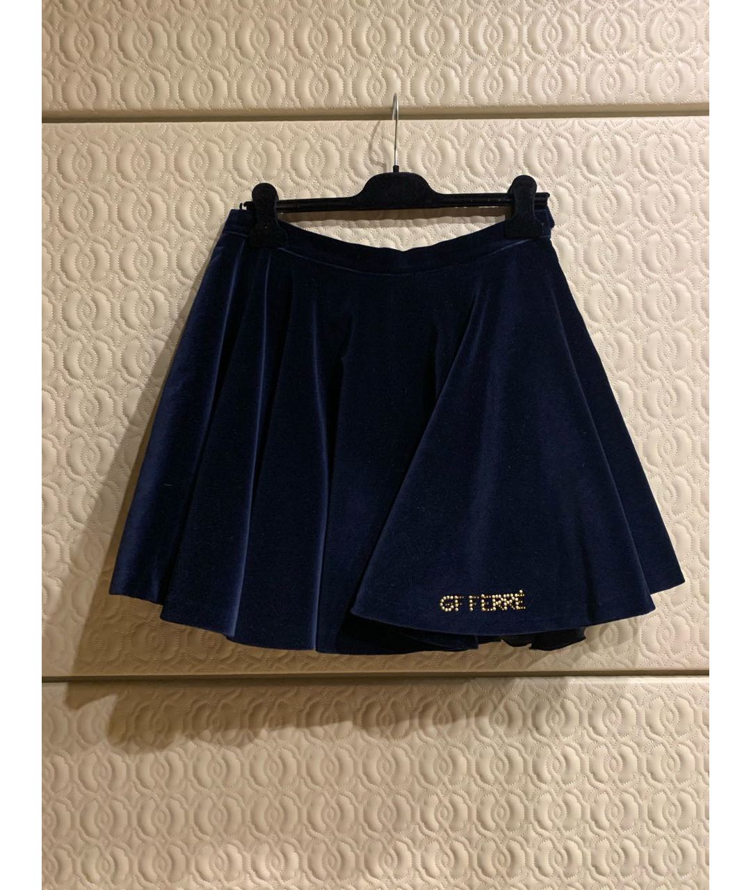 GIANFRANCO FERRE Синяя бархатная юбка, фото 5