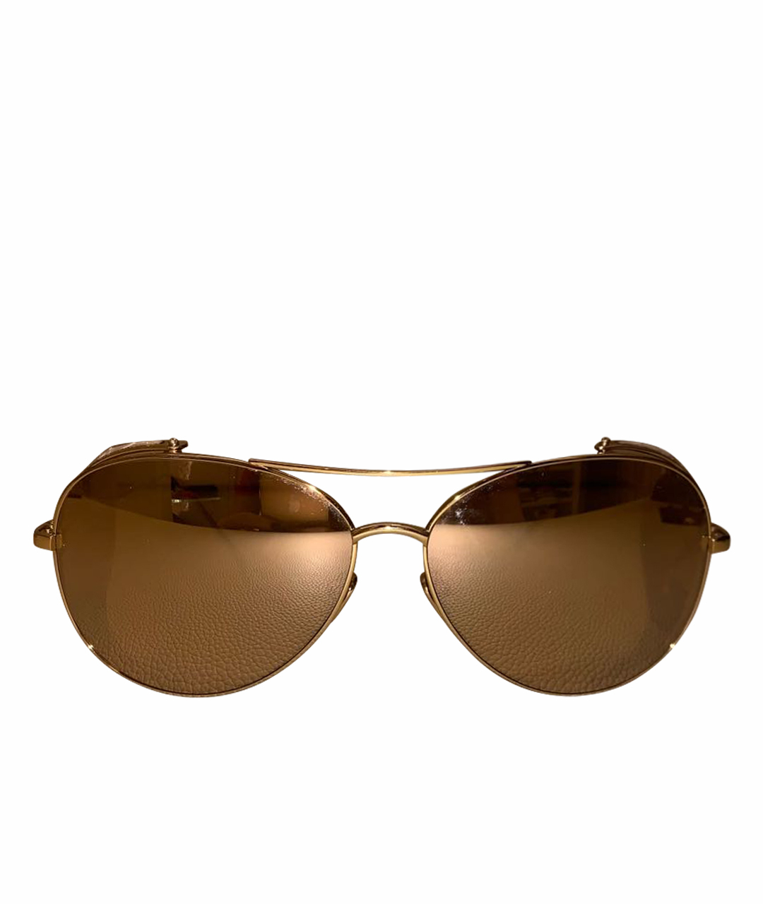 LINDA FARROW Золотые металлические солнцезащитные очки, фото 1
