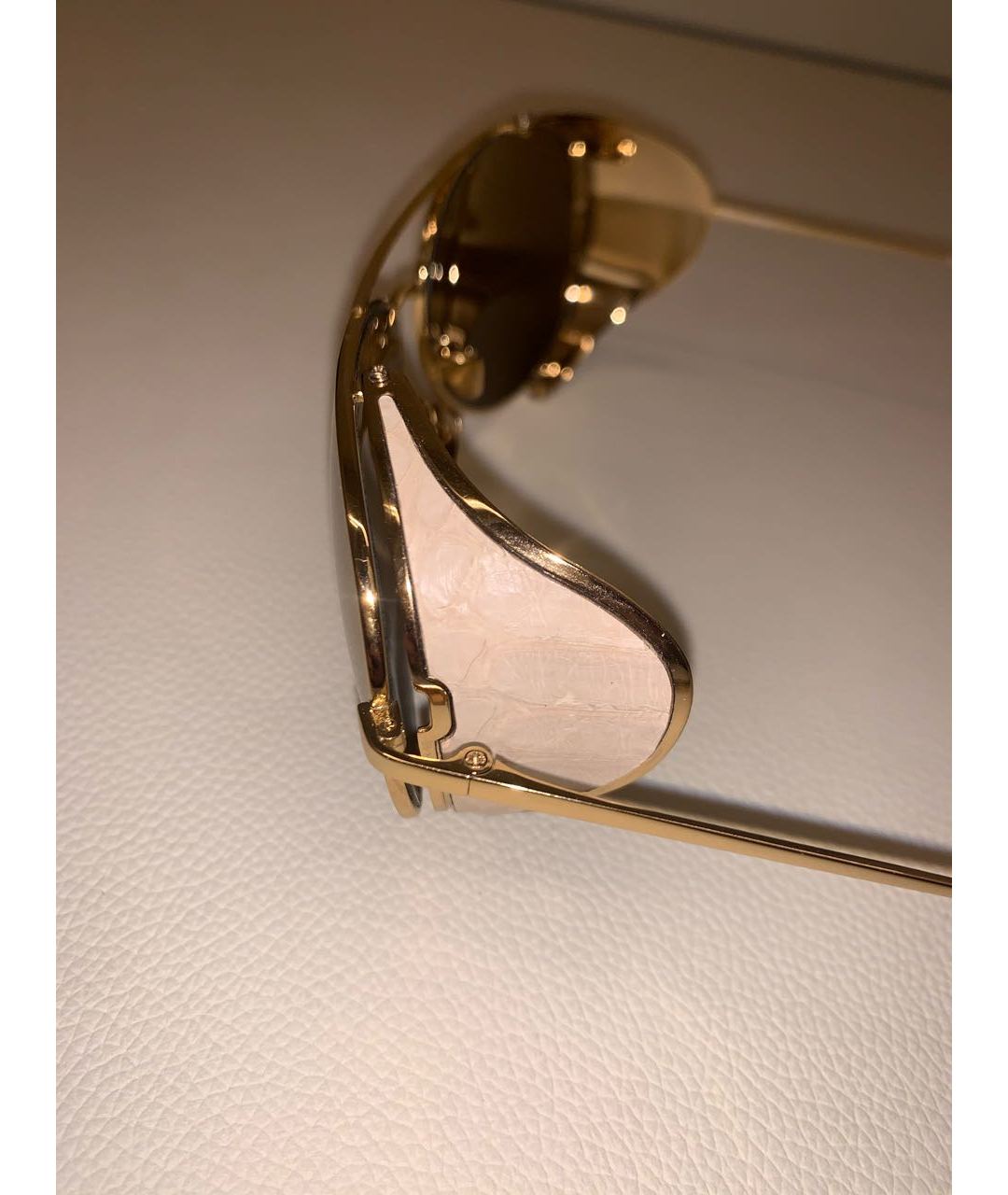 LINDA FARROW Золотые металлические солнцезащитные очки, фото 5