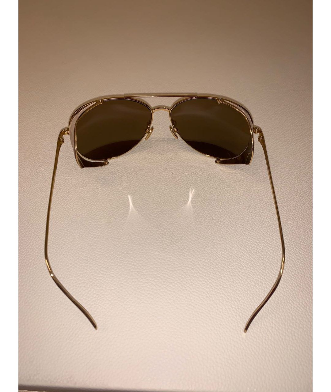 LINDA FARROW Золотые металлические солнцезащитные очки, фото 6