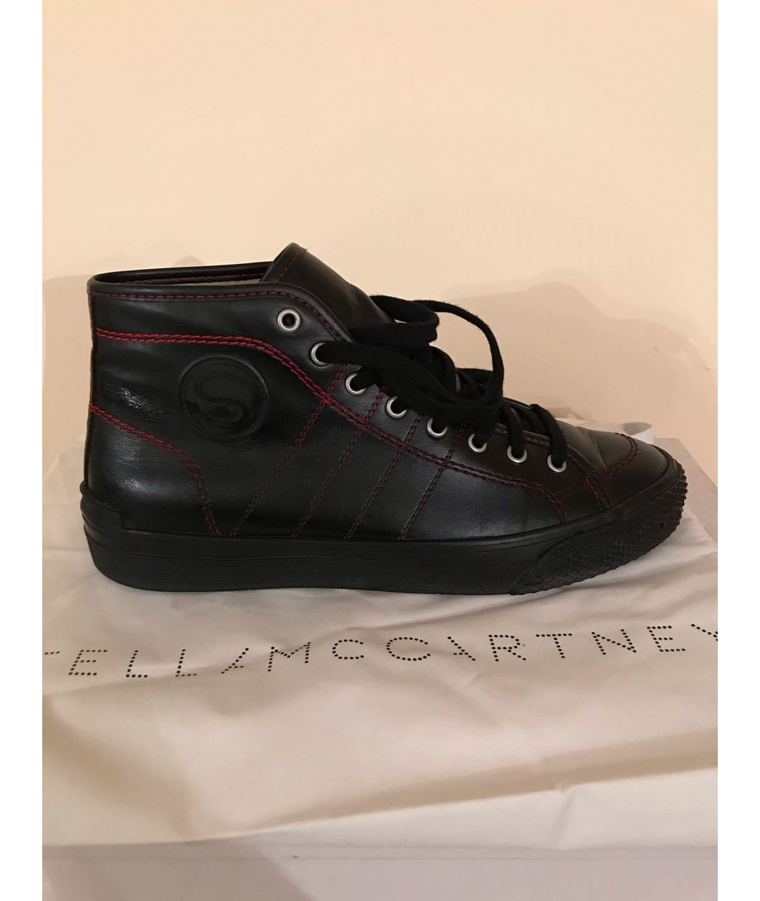 STELLA MCCARTNEY Черные кожаные высокие кроссовки / кеды, фото 6