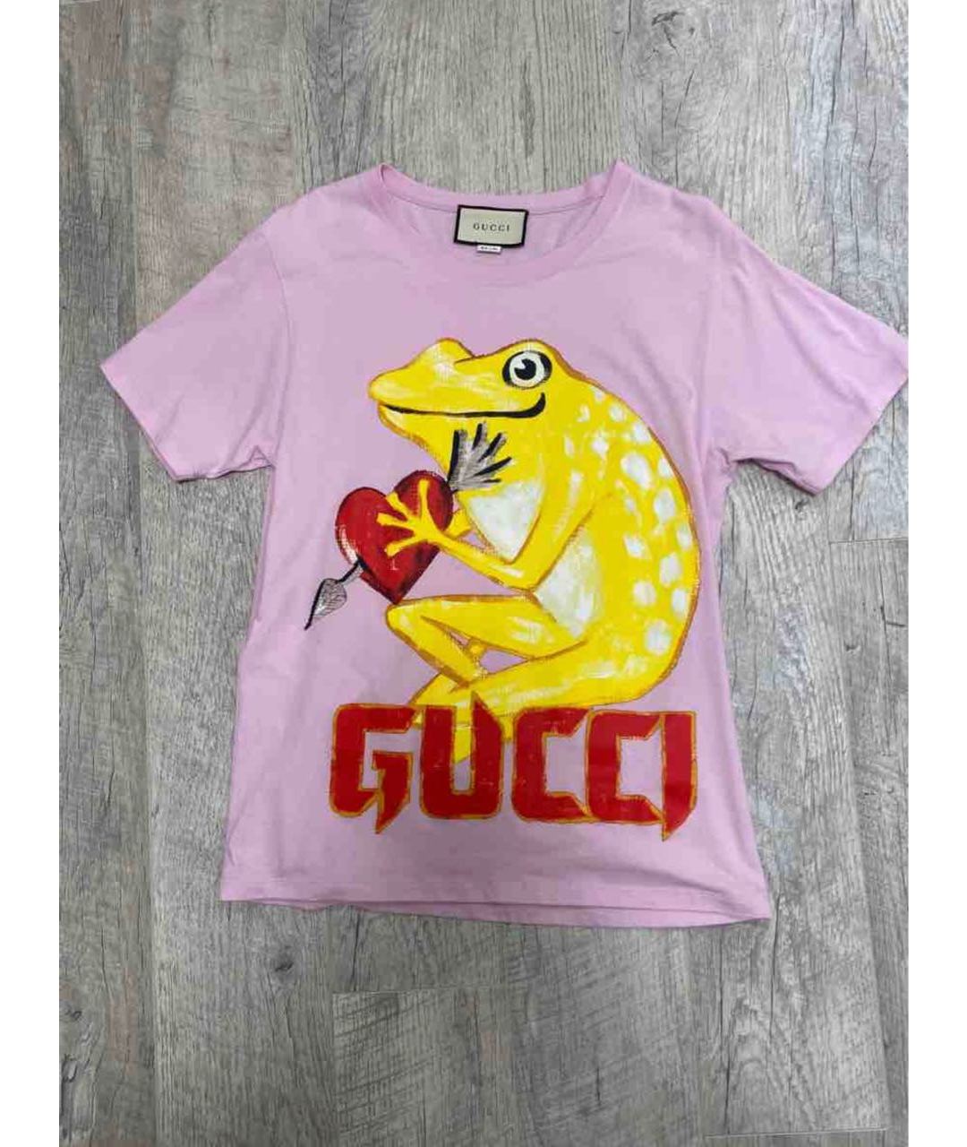GUCCI Розовая хлопковая футболка, фото 6