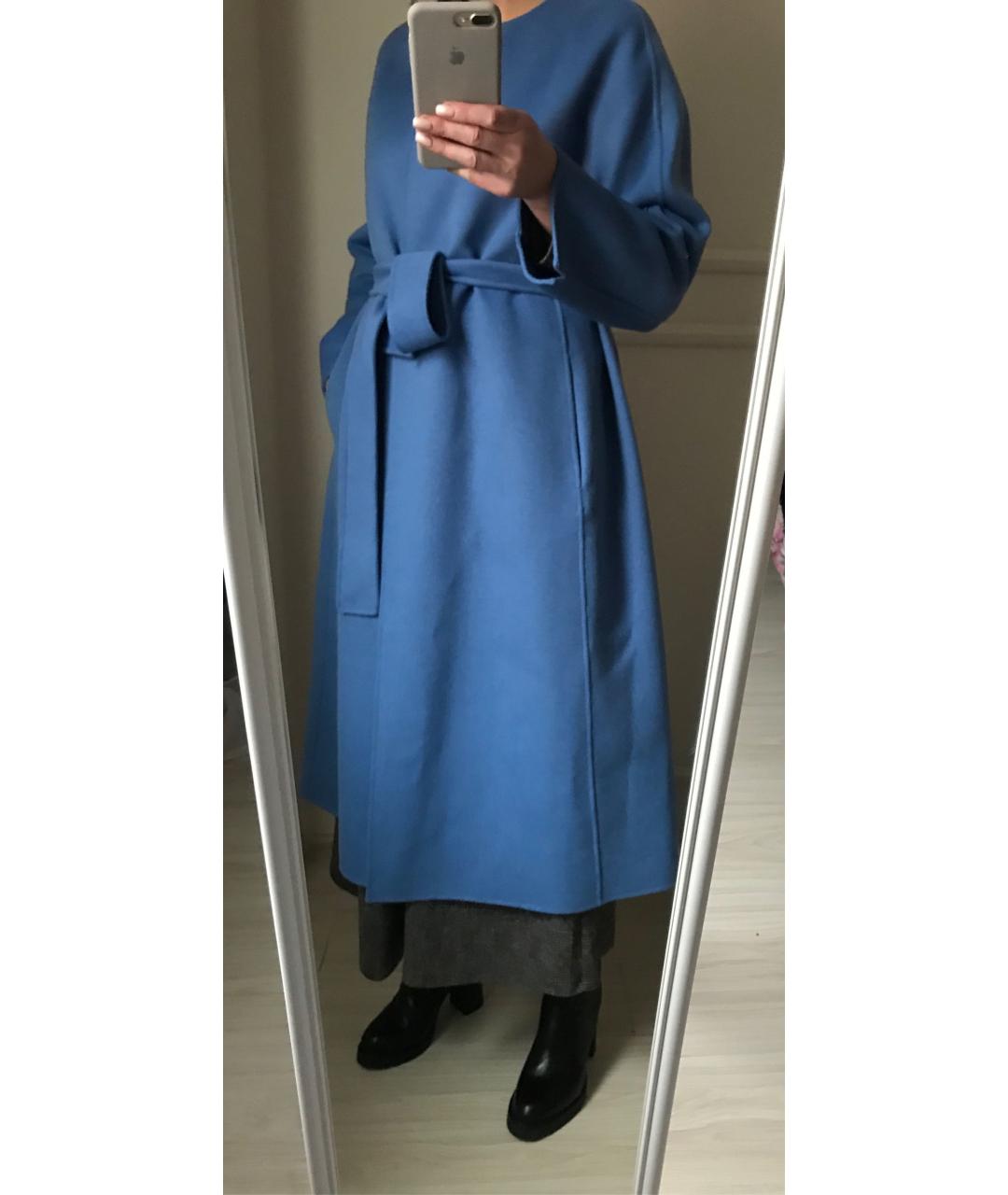 'S MAX MARA Голубое шерстяное пальто, фото 7