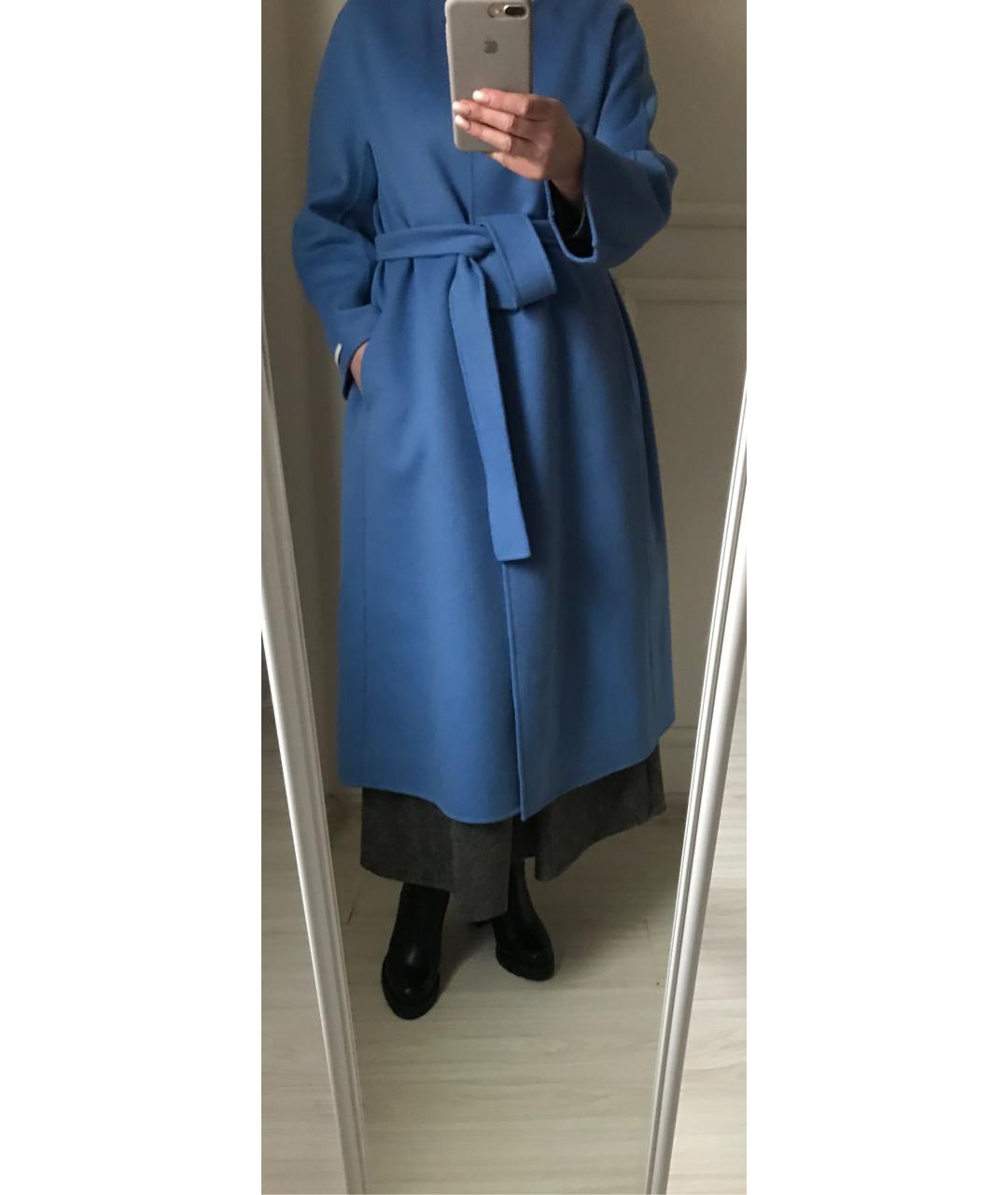 'S MAX MARA Голубое шерстяное пальто, фото 8