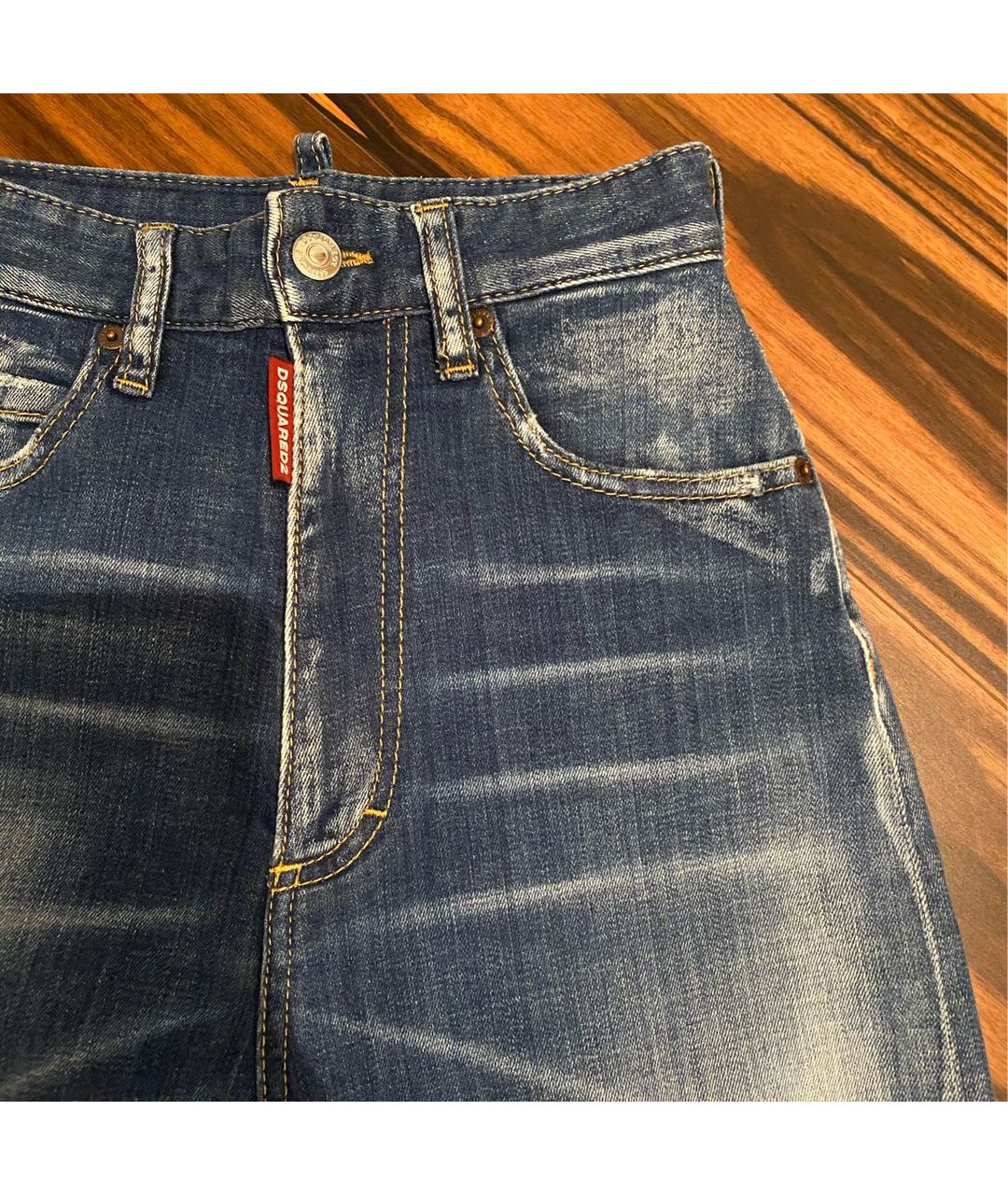 DSQUARED2 Синие хлопко-полиэстеровые джинсы слим, фото 4