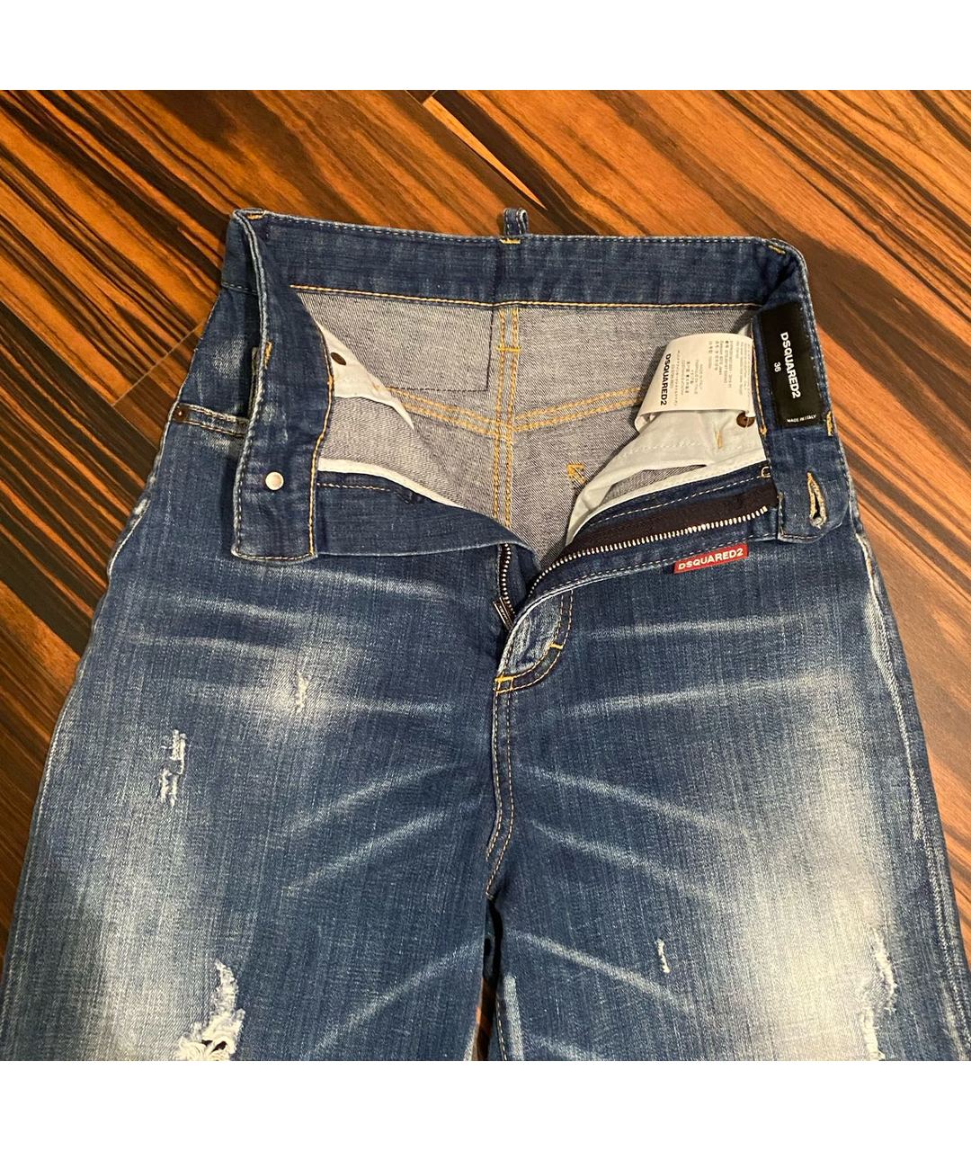 DSQUARED2 Синие хлопко-полиэстеровые джинсы слим, фото 3