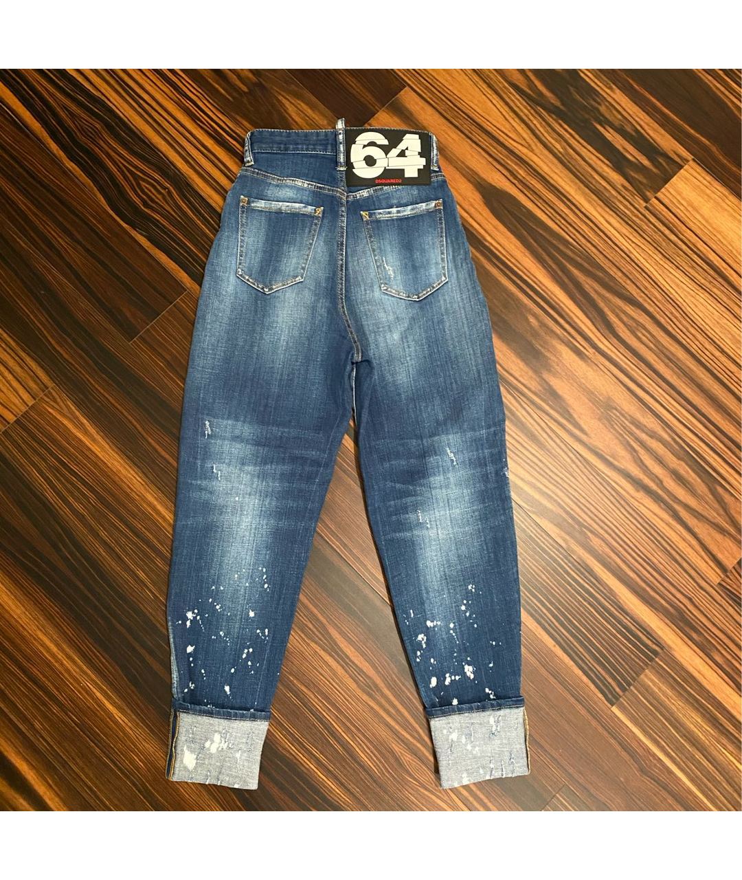 DSQUARED2 Синие хлопко-полиэстеровые джинсы слим, фото 2