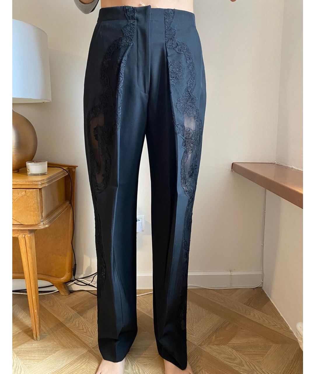 STELLA MCCARTNEY Черные шерстяные прямые брюки, фото 5