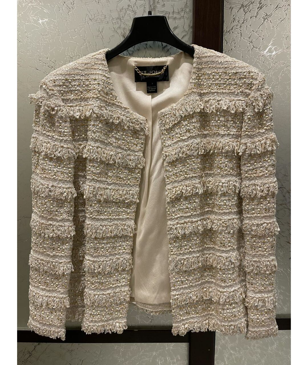 ST. JOHN Белый шелковый жакет/пиджак, фото 2