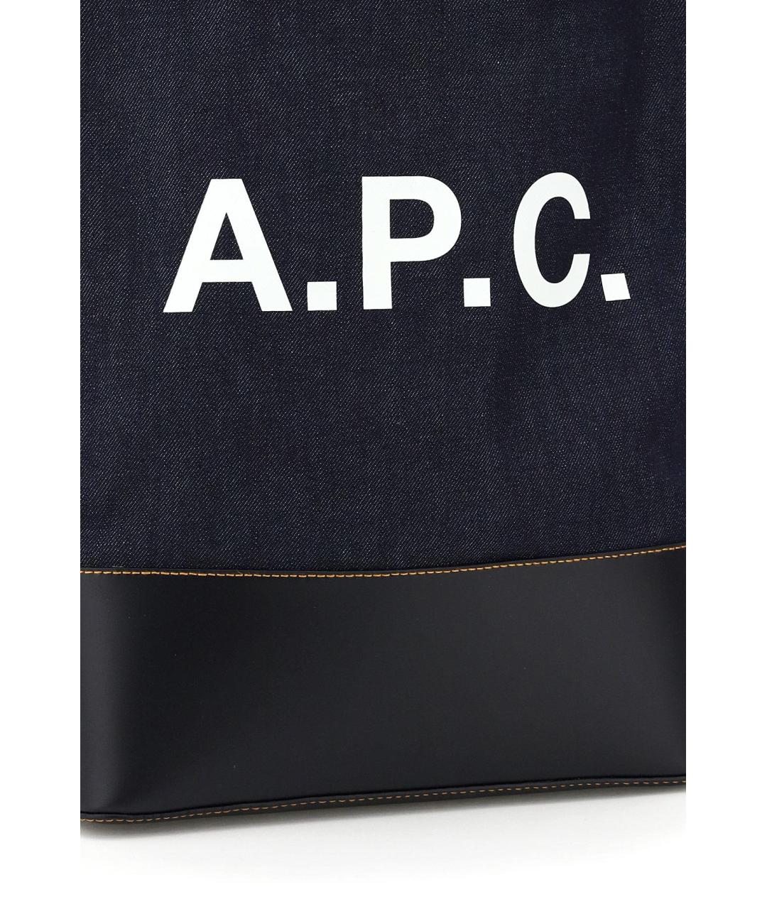 A.P.C. Синяя кожаная сумка тоут, фото 5