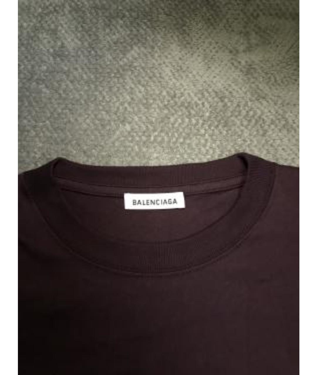 BALENCIAGA Бордовая хлопковая футболка, фото 3