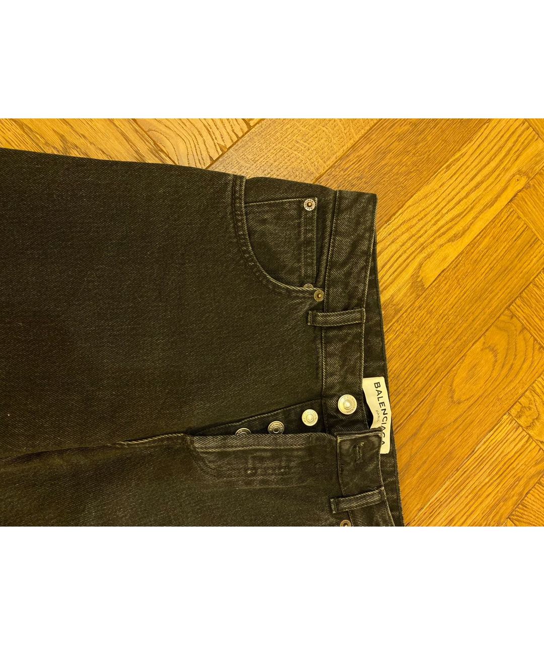 BALENCIAGA Черные хлопковые прямые джинсы, фото 4