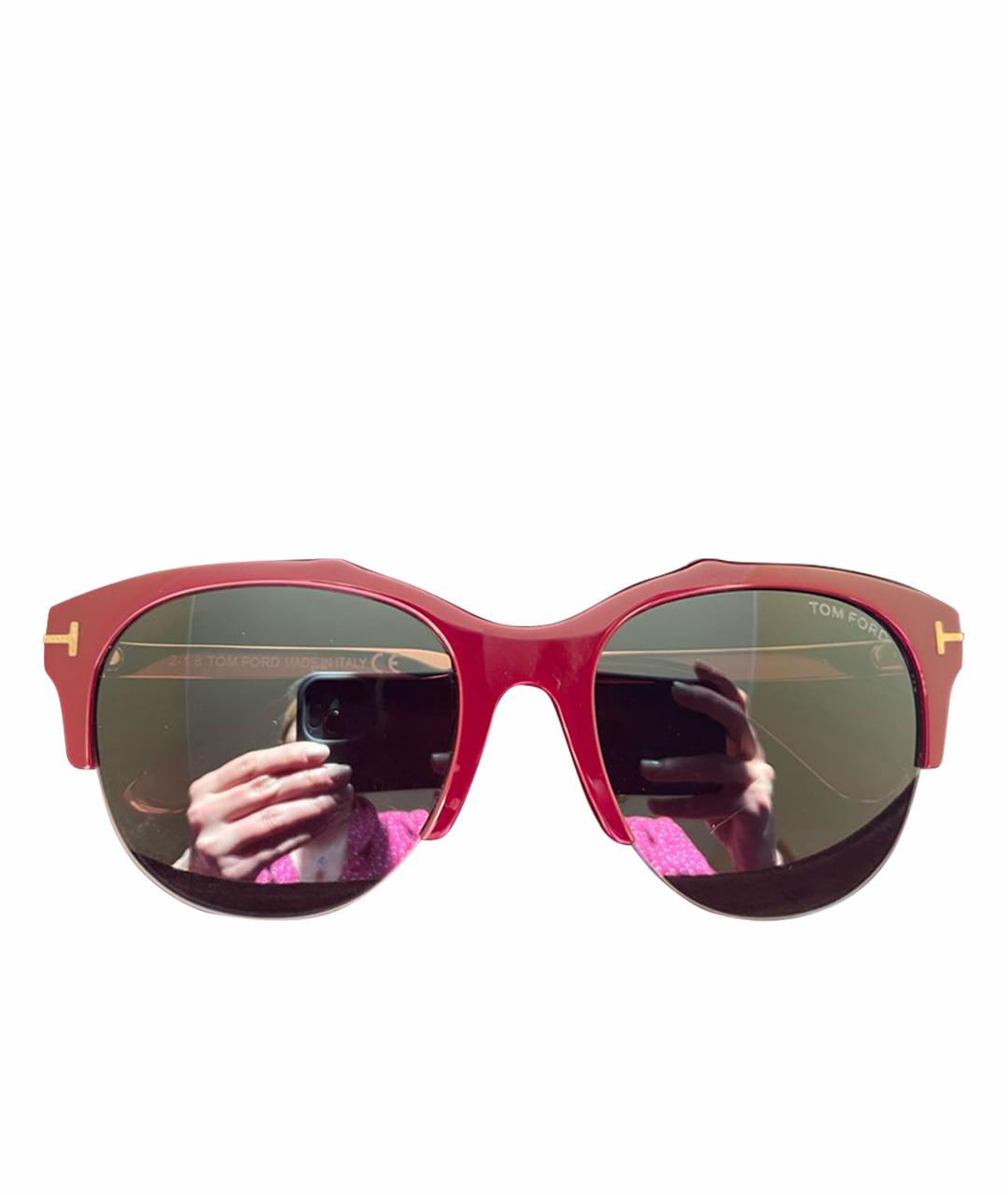 TOM FORD Бордовые металлические солнцезащитные очки, фото 1