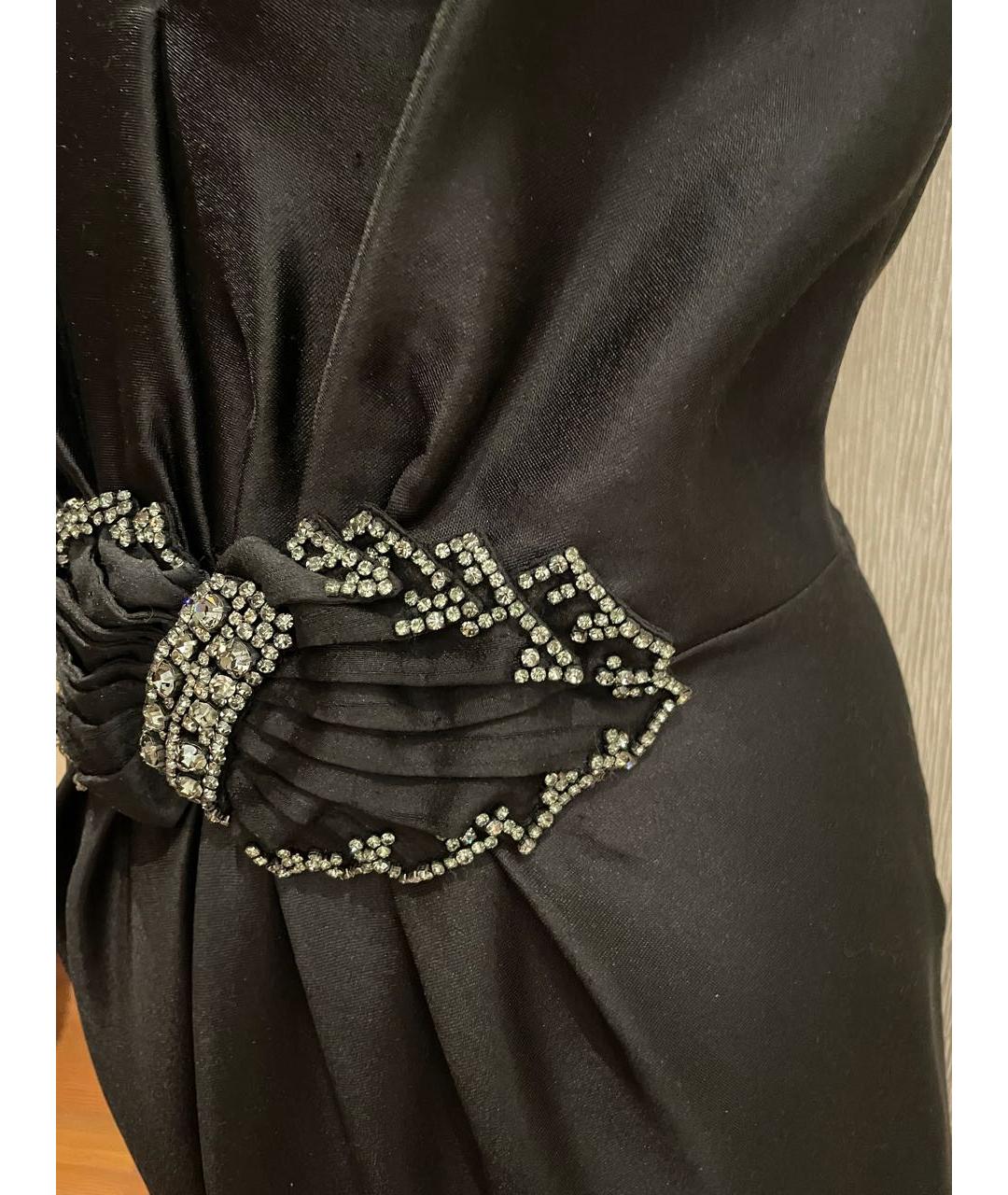 ALBERTA FERRETTI Черное шелковое коктейльное платье, фото 3