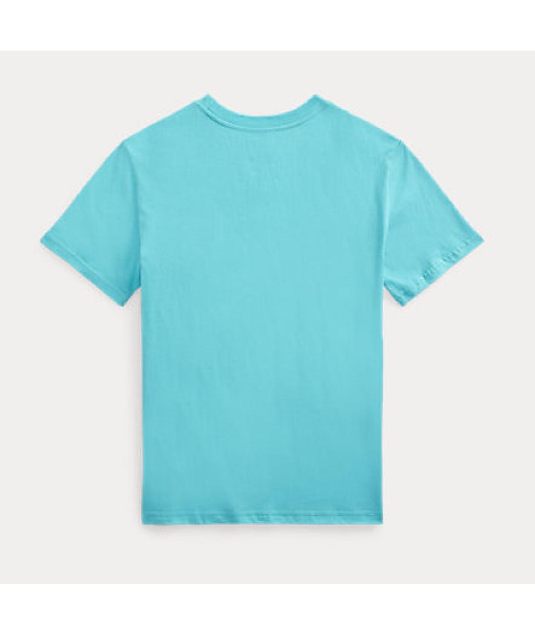 POLO RALPH LAUREN Бирюзовая хлопковая детская футболка, фото 2